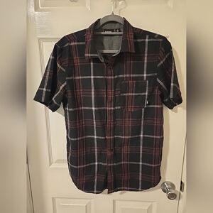 Vans Red and black short sleeve button up mens med